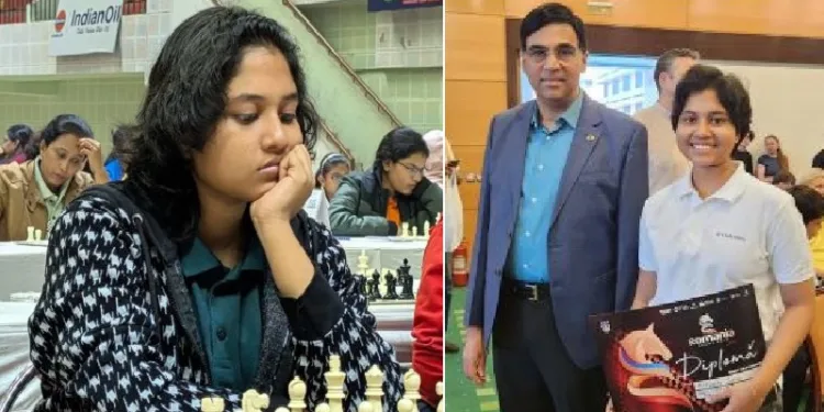 കല്യാണി സിരിന്‍ വിശ്വനാഥന്‍ ആനന്ദിനൊപ്പം (വലത്ത്)