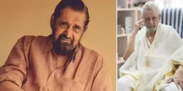പിറന്നാള്‍ ദിനത്തില്‍ കണ്ണമ്മൂലയിലുള്ള വസതിയായ ശിവഭവനില്‍ നടന്‍ മധു (വലത്ത്)