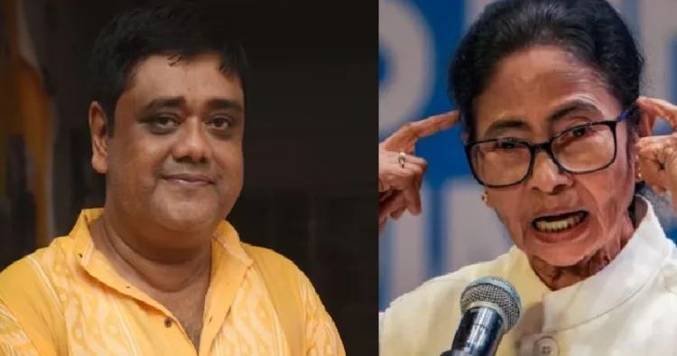 ഇപ്പോള് എന്സിപിഐ അധ്യക്ഷനായ ബിജെപിയുടെ യുവനേതാവായും മീഡിയ പാനലിസ്റ്റായും പ്രവർത്തിച്ചിരുന്ന ജ്യോതിപ്രകാശ് ചാറ്റർജി (ഇടത്ത്) മമത ബാനര്ജി (വലത്ത്)