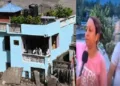 നേപ്പാളിലെ പച്ചപെയിന്‍റടിച്ച വീടിന്‍റെ ഒന്നാം നിലയില്‍ ലക്ഷ്മീപാണ്ഡെയും പ്രകാശും മറ്റ് കുടുംബാംഗങ്ങളും പ്രാര്‍ത്ഥനയോടെ നില്‍‍ക്കുന്നു (ഇടത്ത്) പ്രകാശും ലക്ഷ്മീപാണ്ഡെയും (വലത്ത്)