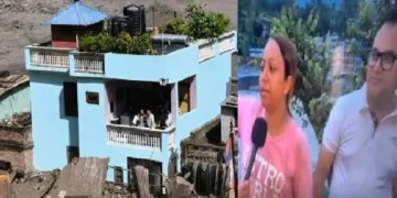 നേപ്പാളിലെ പച്ചപെയിന്‍റടിച്ച വീടിന്‍റെ ഒന്നാം നിലയില്‍ ലക്ഷ്മീപാണ്ഡെയും പ്രകാശും മറ്റ് കുടുംബാംഗങ്ങളും പ്രാര്‍ത്ഥനയോടെ നില്‍‍ക്കുന്നു (ഇടത്ത്) പ്രകാശും ലക്ഷ്മീപാണ്ഡെയും (വലത്ത്)