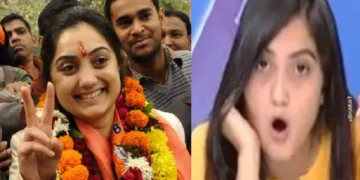 ഇപ്പോഴത്തെ നൂപുര് ശര്മ്മ (ഇടത്ത്) പഴയ എബിവിപി തീപ്പൊരിയായ നൂപുര് ശര്മ്മ (വലത്ത്)