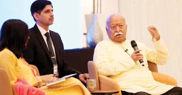 സംഘശതാബ്ദിയുടെ ഭാഗമായി ലണ്ടനില്‍ സംഘടിപ്പിക്കുന്ന സെലിബ്രേഷന്‍ ഓഫ് വണ്‍നെസില്‍ സര്‍സംഘചാലക് ഡോ. മോഹന്‍ ഭാഗവത് സംസാരിക്കുന്നു