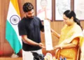 സഞ്ജു സാംസണ്‍ ദല്‍ഹി മുഖ്യമന്ത്രി രേഖ ഗുപ്തയുമായി നടത്തിയ കൂടികാഴ്ച്ചയില്‍ നിന്ന്‌