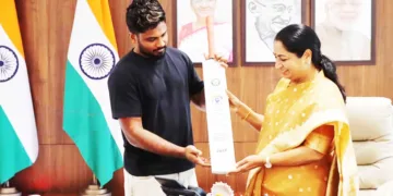 സഞ്ജു സാംസണ്‍ ദല്‍ഹി മുഖ്യമന്ത്രി രേഖ ഗുപ്തയുമായി നടത്തിയ കൂടികാഴ്ച്ചയില്‍ നിന്ന്‌