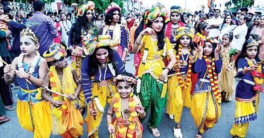 ശ്രീകൃഷ്ണ ജയന്തിയോടനുബന്ധിച്ച് ബാലഗോകുലത്തിന്റെ ആഭിമുഖ്യത്തില്‍ തിരുവനന്തപുരത്ത് നടന്ന മഹാശോഭായാത്രയുടെ ദൃശ്യം