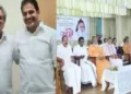 കെ.സി. വേണുഗോപാലിനൊപ്പം ടീക്കാറാം മീണ (ഇടത്ത്) ജീജി തോംസണ്‍ ബിജെപിയുടെ ന്യൂനപക്ഷമോര്‍ച്ച യോഗത്തില്‍- ചുവന്ന വളയത്തിനകത്ത് ജിജി തോംസണ്‍ (വലത്ത്)