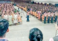 വന്ദേമാതരത്തിന്റെ 150-ാം വര്ഷാഘോഷത്തോടനുബന്ധിച്ച് സംഘടിപ്പിച്ച നമാമി ഭാരതമെന്ന ദേശീയ ഗീതാലാപന പരിപാടിയോടനുബന്ധിച്ച് എറണാകുളം എളമക്കര സരസ്വതി വിദ്യാനികേതനില് രണ്ടായിരത്തോളം കുട്ടികള് പങ്കെടുത്ത വന്ദേമാതര ആലാപനം