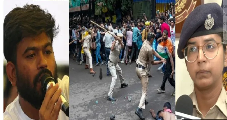 ജന്തര്‍മന്തറില്‍ ജൂണ്‍-ജൂലായ് മാസങ്ങളില്‍ സിജെപി നടത്തിയ അക്രമം നിറഞ്ഞ സമരം(നടുവില്‍) അഭിജിത് ദീപ്കെ (ഇടത്ത്) ദല്‍ഹി ഡിസിപി സാക്ഷി പാണ്ഡെ (വലത്ത്)