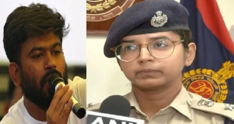 അഭിജിത് ദീപ്കെ (ഇടത്ത്) ദല്‍ഹി പൊലീസ് ഡിസിപി സൃഷ്ടി പാണ്ഡെ (വലത്ത്)