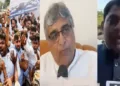 ന്യൂഡൽഹി ട്രേഡേഴ്‌സ് അസോസിയേഷൻ പ്രസിഡന്റ് അതുൽ ഭാർഗവയും ഭാരതീയ ഉദ്യോഗ് വ്യാപാര്‍ മണ്ഡല്‍ നേതാവും (നടുവിലും വലത്തും)