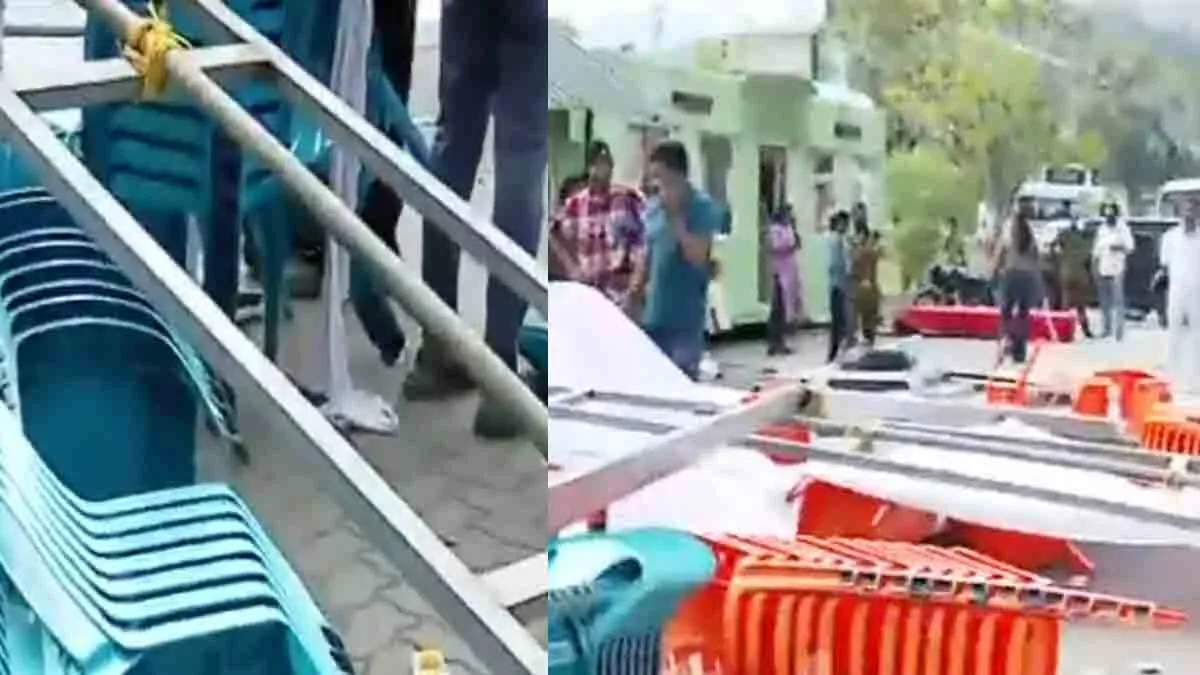 മന്ത്രി ഷിബു ബേബി ജോൺ മടങ്ങിയതിന് പിന്നാലെ പന്തൽ തകർന്നു വീണു; രണ്ട് പോലീസുകാർക്ക് പരിക്ക്, ഒഴിവായത് വൻ ദുരന്തം