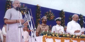 2001 ഒക്ടോബര് 7 ന് നരേന്ദ്ര മോദി ഗുജറാത്ത് മുഖ്യമന്ത്രിയായി സത്യപ്രതിജ്ഞ ചെയ്യുന്നു (ഫയല്)