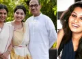 നിരഞ്ജന അനൂപ് ഭരതനാട്യ ഗുരുക്കന്മാരായ എംടിയുടെ മകള്‍ അശ്വതിയ്ക്കും ഭര്‍ത്താവ് ശ്രീകാന്തിനും ഒപ്പം (ഇടത്ത്)