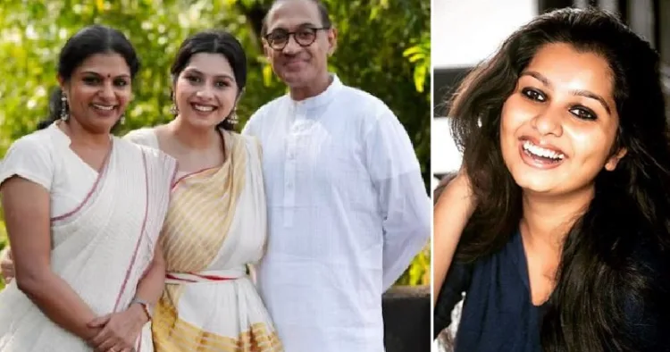 നിരഞ്ജന അനൂപ് ഭരതനാട്യ ഗുരുക്കന്മാരായ എംടിയുടെ മകള്‍ അശ്വതിയ്ക്കും ഭര്‍ത്താവ് ശ്രീകാന്തിനും ഒപ്പം (ഇടത്ത്)