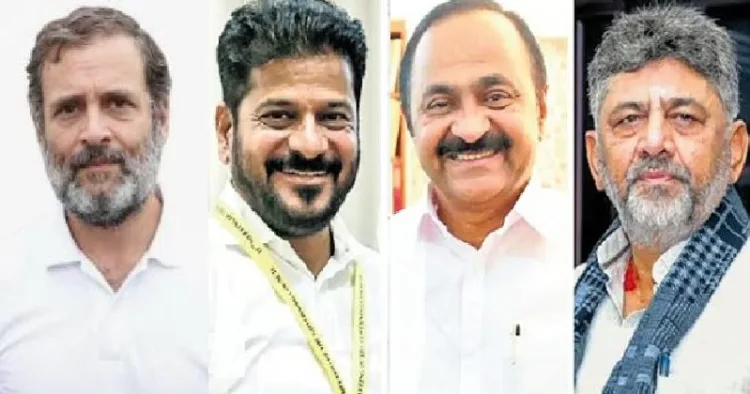 തെരഞ്ഞെടുപ്പ് സംവിധാനത്തിലൂടെ ജയിച്ച കോണ്‍ഗ്രസ് മുഖ്യമന്ത്രിമാരായ രേവന്ത് റെഡ്ഡി, വിഡി സതീശന്‍ ,ഡി.കെ. ശിവകുമാര്‍ എന്നിവര്‍