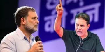 രാഹുല്‍ ഗാന്ധി (ഇടത്ത്) കെ.ടി. രാമറാവു (വലത്ത്)
