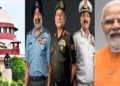 ഭാരതത്തിന്‍റെ മൂന്ന് സൈനിക മേധാവികള്‍ (നടുവില്‍)
