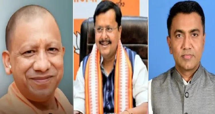 യോഗി ആദിത്യനാഥ് (ഇടത്ത്) നിതിന്‍ നബീന്‍ (നടുവില്‍) ഭജന്‍ലാല്‍ ശര്‍മ്മ (വലത്ത്)